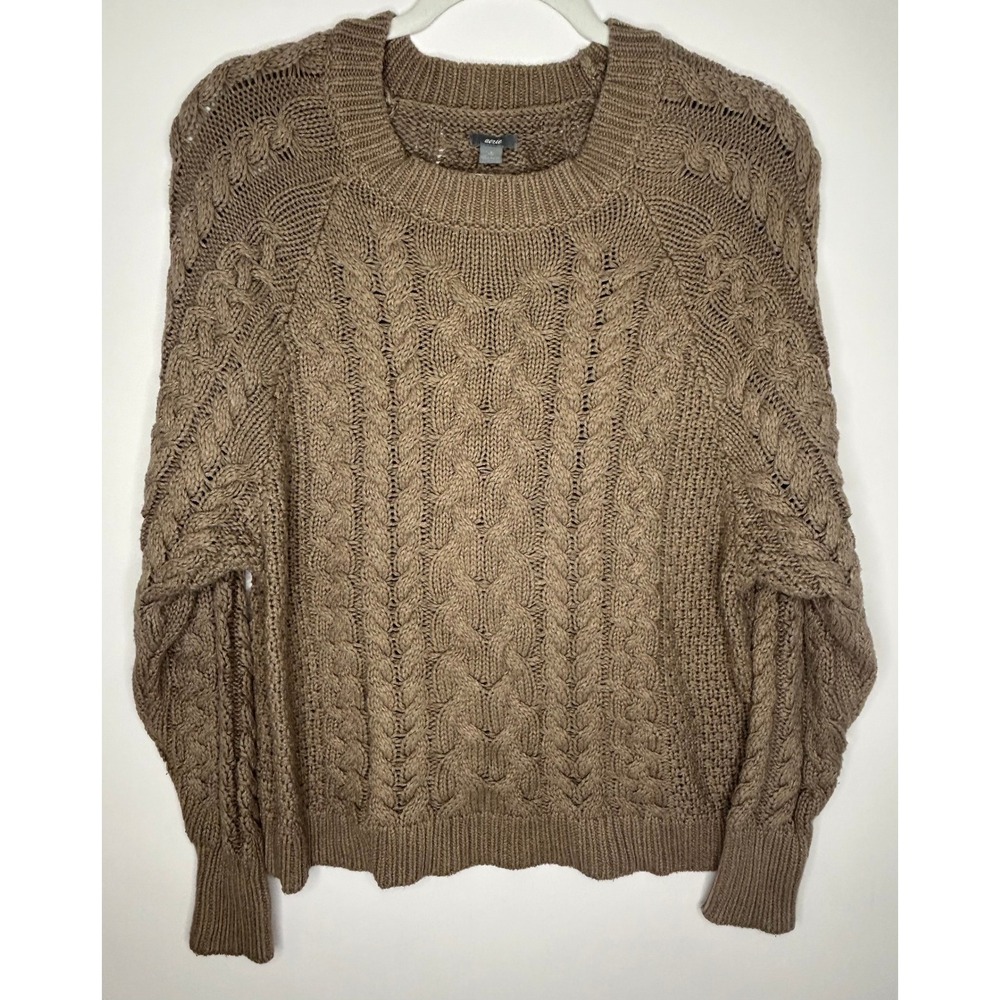 Aerie Cable Knit Sweater Women Small Brown Excellent Used Condition